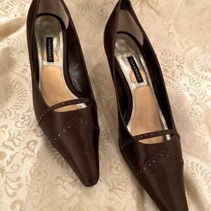Caparros Chocolate Satin Low Heels Size 10